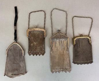 Group of 4 Antique Mesh Purses