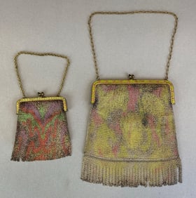 Group of 2 Antique Painted Mesh Purses