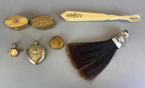 Group of Antique Cosmetic Items and More