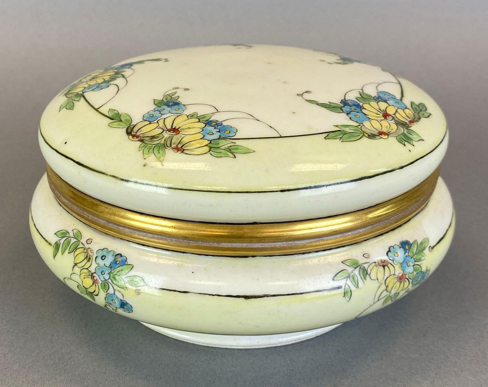 Antique T And V Signed Hand Painted Floral Dresser Powder Box (1 of 5)