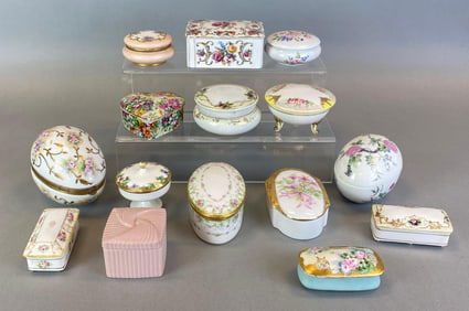 Group of Porcelain Floral Dresser Boxes