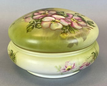 Nippon Hand Painted Floral Powder Jar