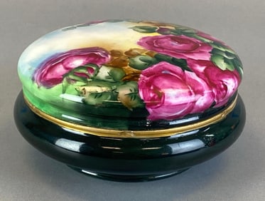 T and V Hand Painted Rose Porcelain Powder Jar