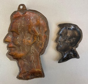 Group of 2 Cast Metal Abraham Lincoln Wall Plaques