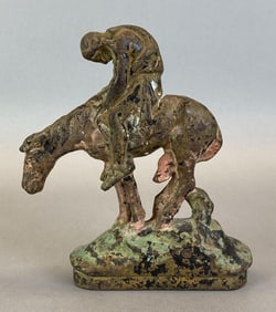 Painted Cast Iron End Of Trail Native American Figurine
