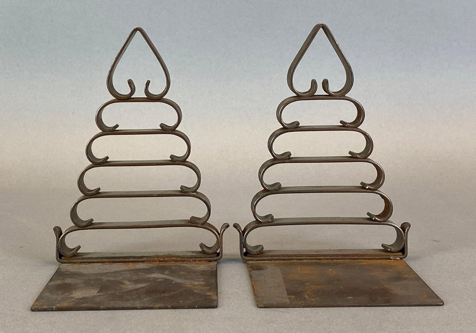 Pair of Copper Arts and Crafts Bookends: Each measures 5 x 3 1/2 x 4 inches