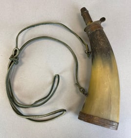 Antique Powder Horn with Lever Opening