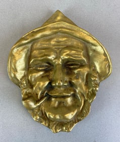 Cast Brass Fisherman with Pipe Ashtray