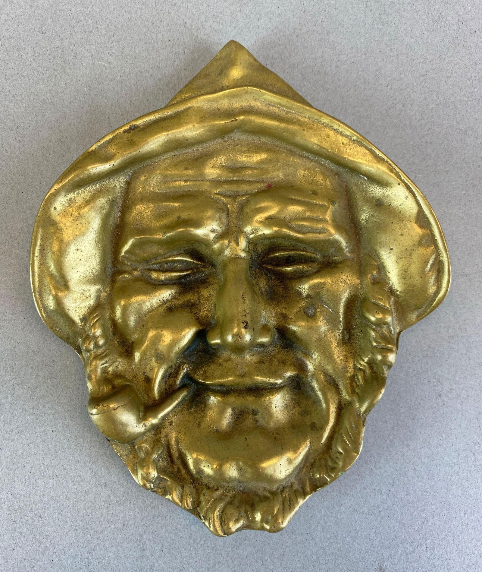 Cast Brass Fisherman with Pipe Ashtray (1 of 2)