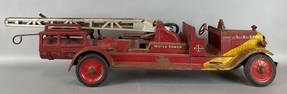 Antique Buddy L Pressed Steel C.F.D. Water Tower Fire Truck