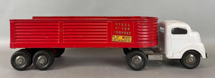 Vintage Structo Steel Cargo Co. Pressed Steel Truck and Trailer
