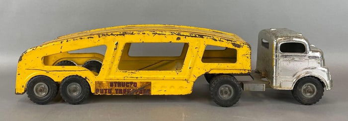 Vintage Structo Pressed Steel Auto Transport Truck and Trailer