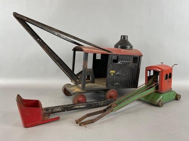 Group of 2 Vintage Pressed Steel Shovel Vehicles
