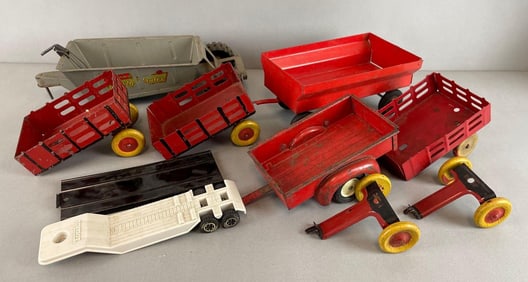 Group of Vintage Pressed Steel Trailers and More