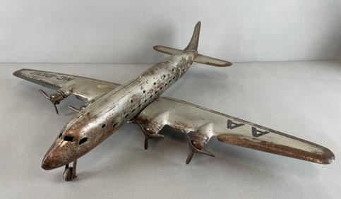 Vintage Marx American Airlines DC-4 Pressed Steel Airplane