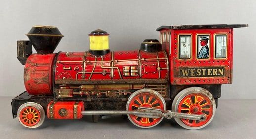 Vintage Japanese Modern Toys Battery Operated Tin Litho Locomotive