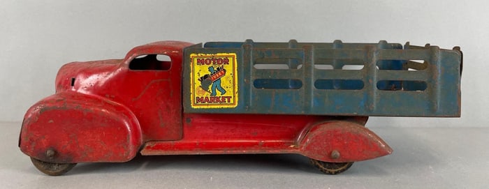 Vintage Marx Motor Market Pressed Steel Delivery Stake Truck