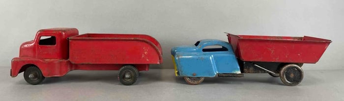 Group of 2 Vintage Pressed Steel Trucks