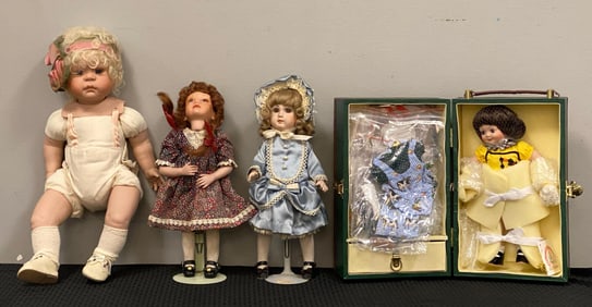 Group of 4 Assorted Porcelain Dolls