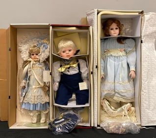 Group of 3 Victorian Style Porcelain Dolls