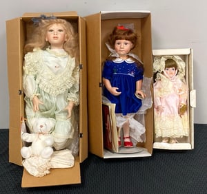 Group of 3 Assorted Porcelain Dolls