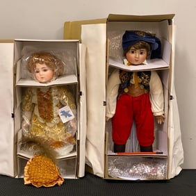 Grou0 of 2 Premiere Porcelain Dolls