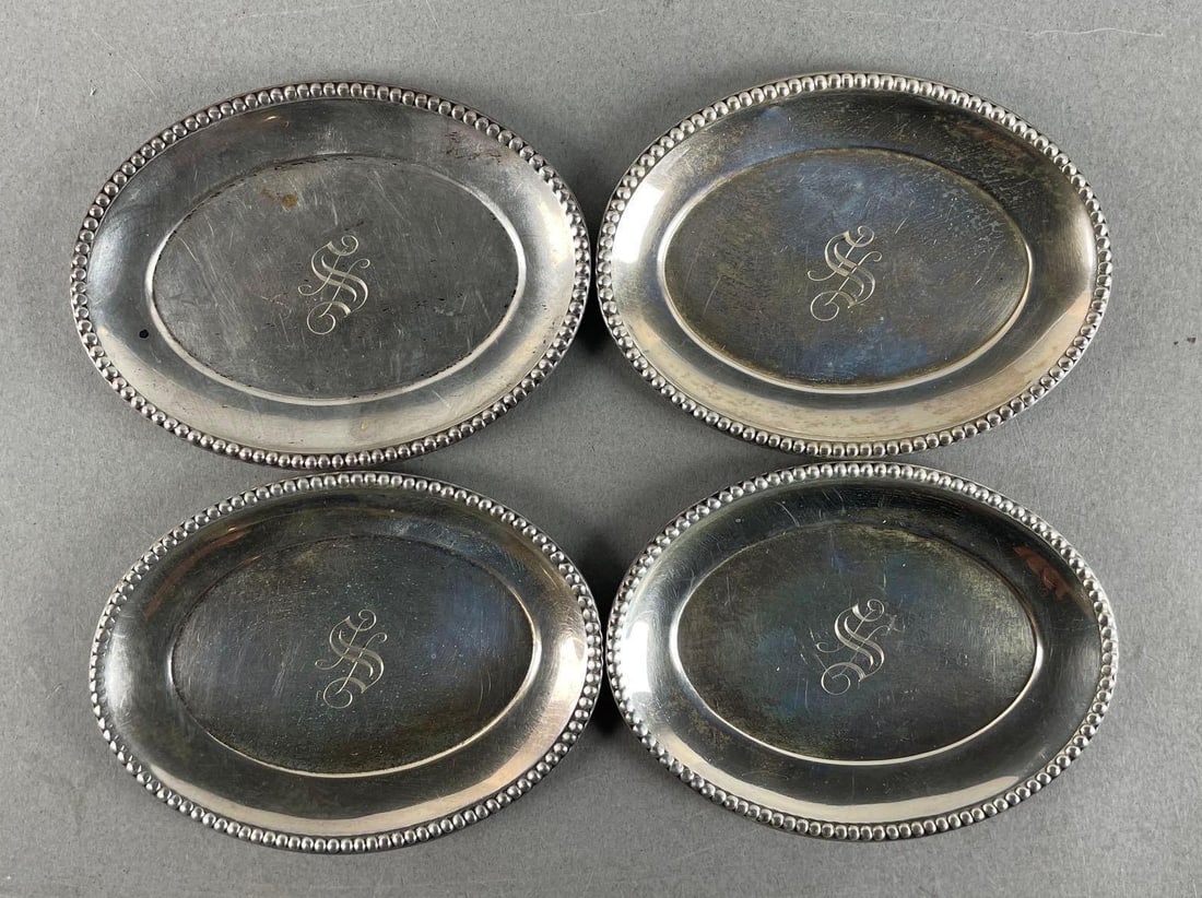 Group of 4 International Sterling Silver Monogrammed Trinket Dishes (1 of 2)