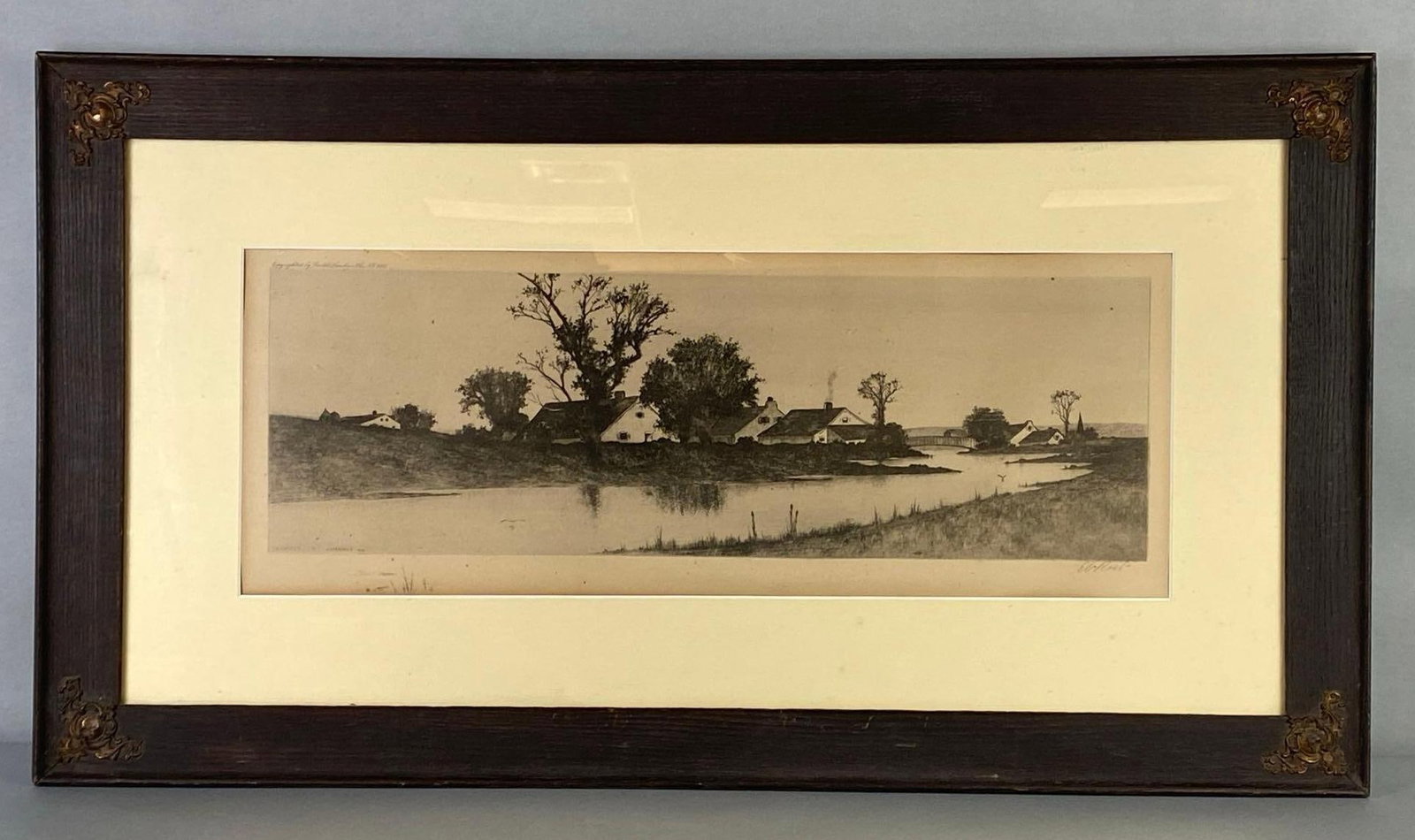 Ernest Rost Riverside Landscape Etching on Paper (1 of 5)