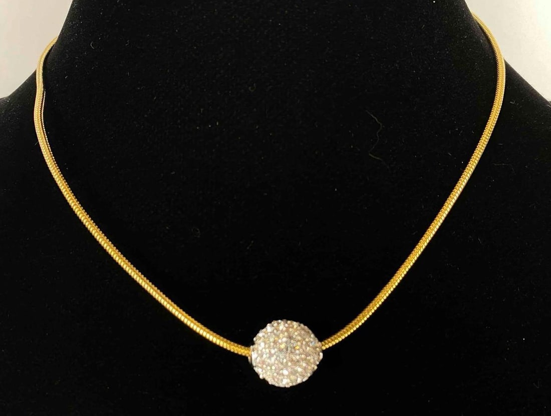 Paula Baker Costume Jewelry CZ Necklace: Made in Canada. Length measures 19 inches.