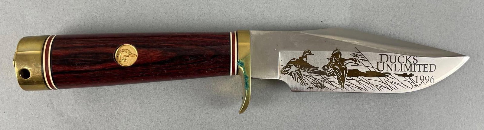 1996 Ducks Unlimited Fixed Blade Hunting Knife with Sheath (1 of 3)