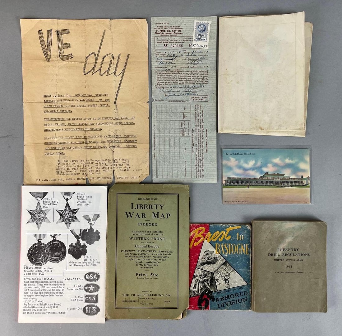 Group of 8 WW1 and WW2 U.S. Military Ephemera (1 of 3)