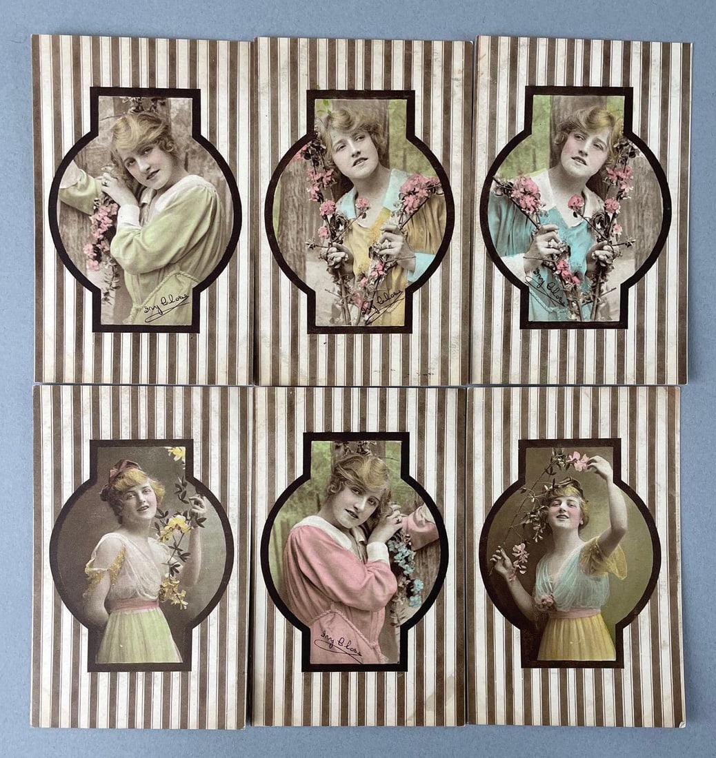 Postcards - 6 Colorized Female Portraits (1 of 2)