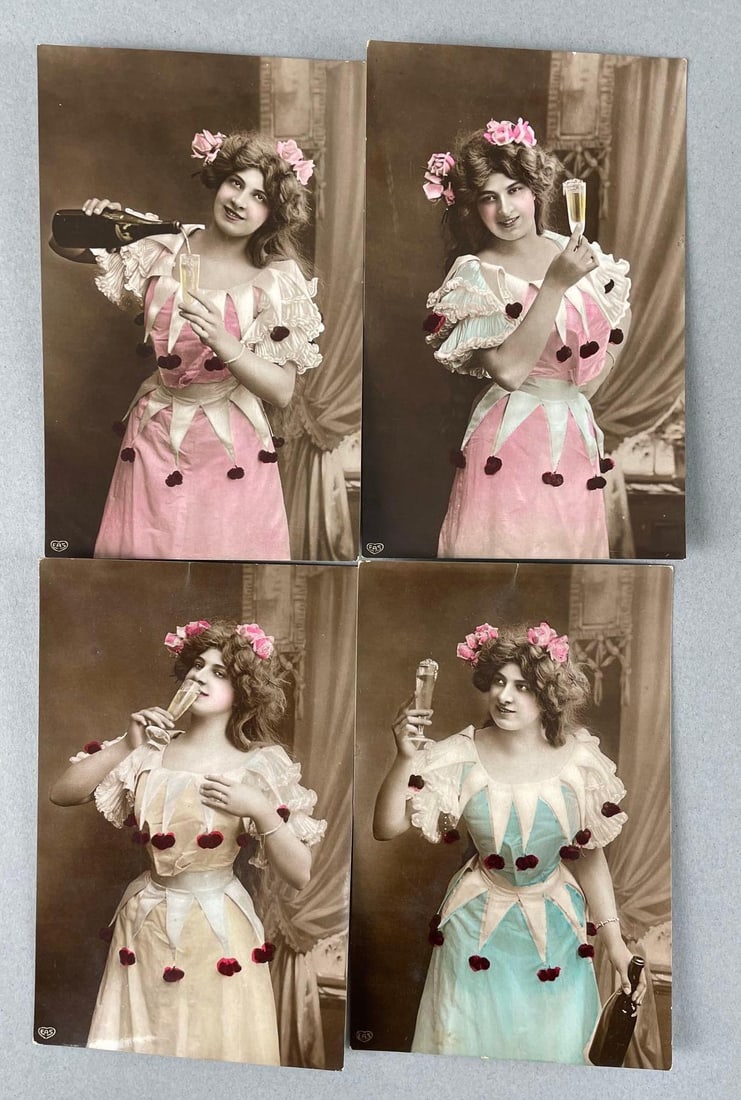 Postcards - 4 Real Photo Champagne Toast (1 of 1)