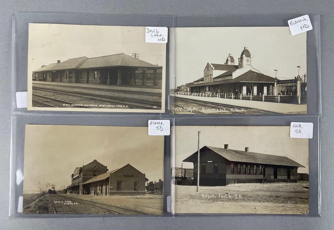Postcards - 4 Real Photo Train Depot (1 of 2)