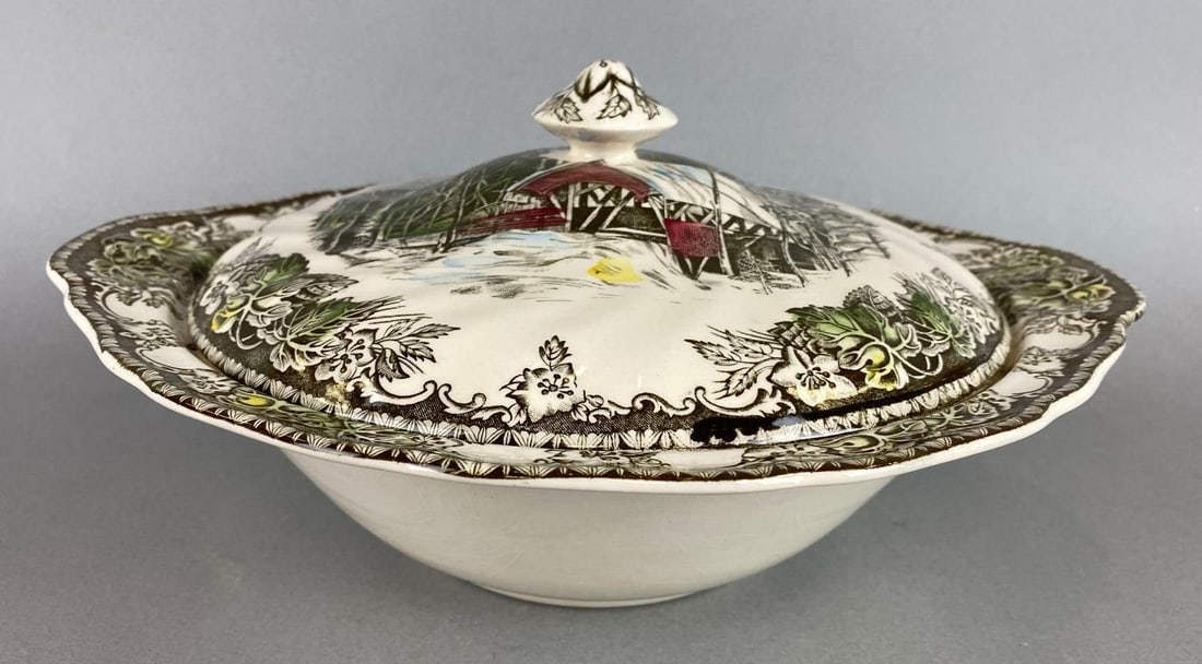 The Friendly Village The Covered Bridge by Johnson Bros Porcelain Covered Dish (1 of 5)