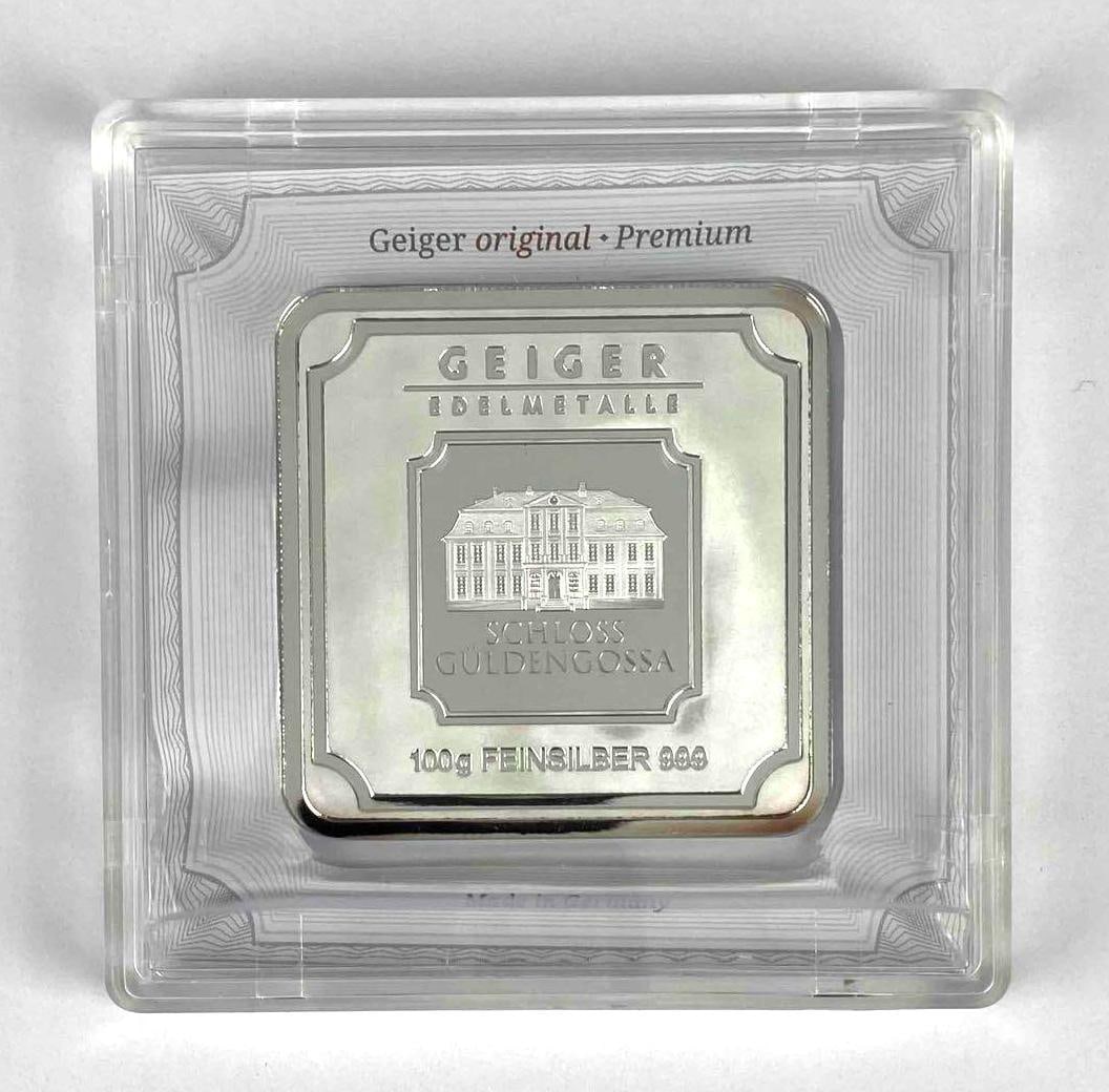 Geiger Edelmetalle 100 Gram 999 Fine Silver Ingot / Bar (1 of 2)