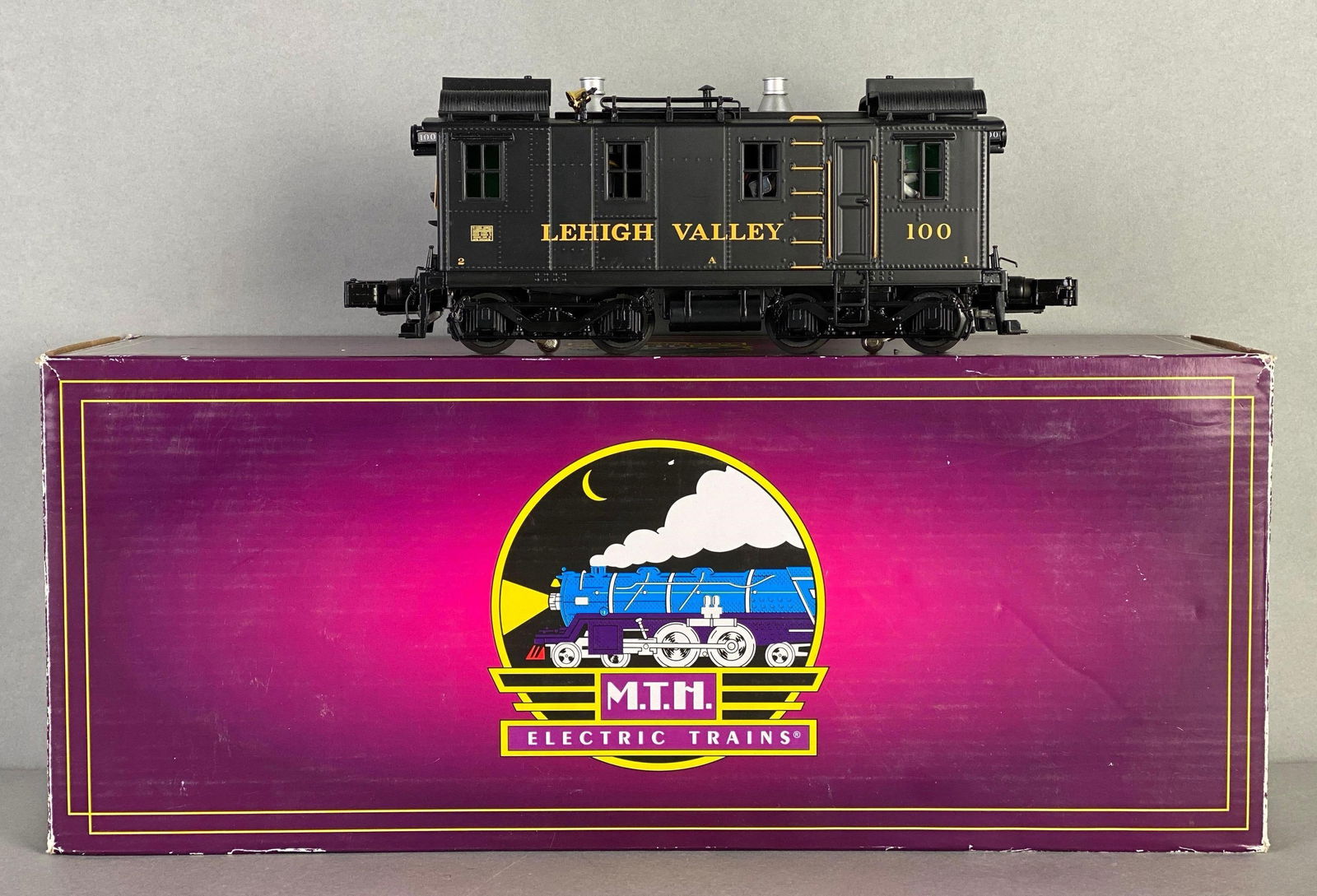 MTH Alco-Ge-Ingersol Rand O Scale Box Cab Diesel Engine: 1 / 48 scale, in original box, Leigh valley