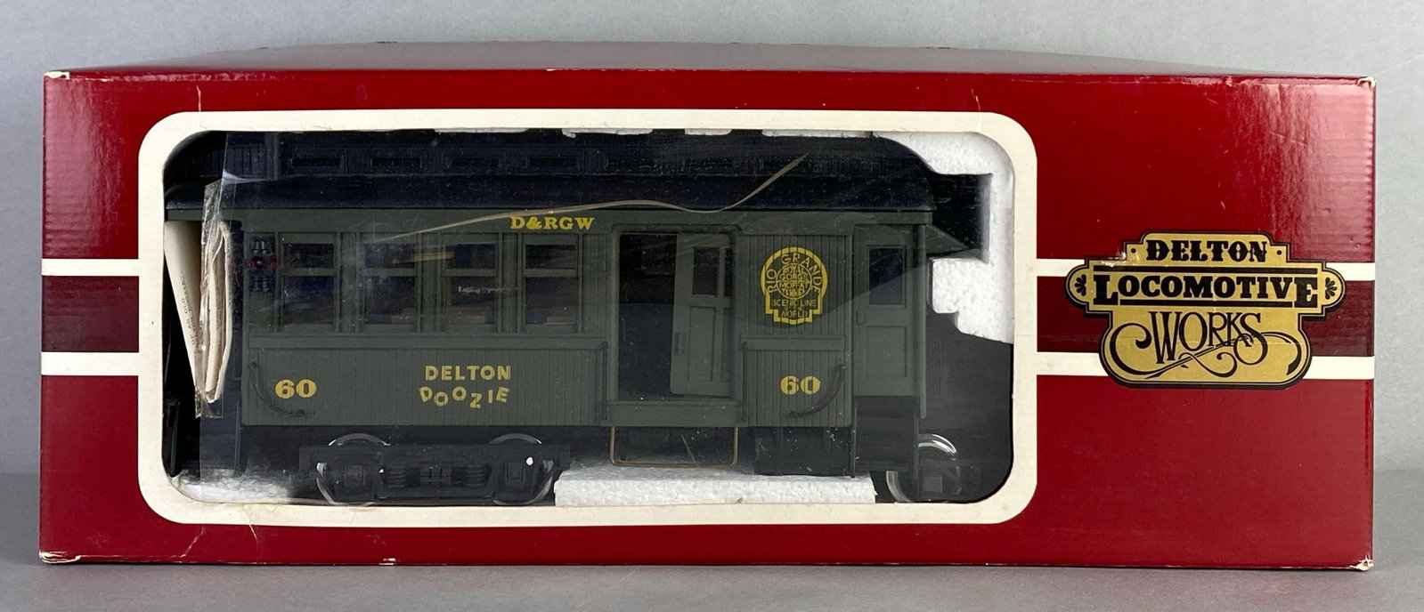 DLM G Scale Rio Grande Mack Rail Bus: in original box, bus measures 17 inches in length