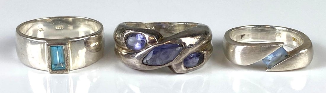 Group of 3 Sterling Silver Gemstone Rings (1 of 5)