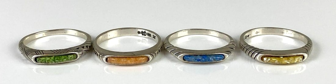 Group of 4 Sterling Silver Stone Rings (1 of 3)
