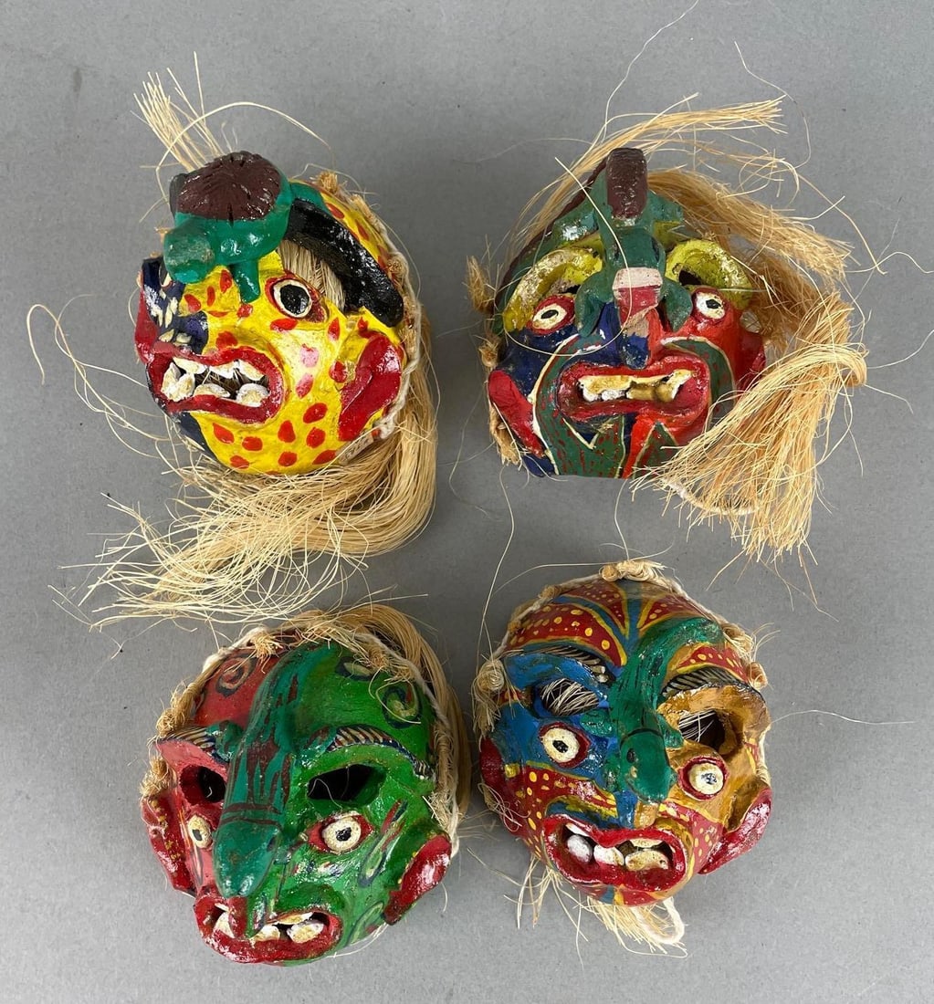 Group of 4 Mexican Folk Art Miniature Masks (1 of 3)