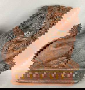 Jo Mead The Lion Lair Plaster Tavern Sign: Modern wall tavern sign. Measures 18 x 17 1/2 x 6 inches.