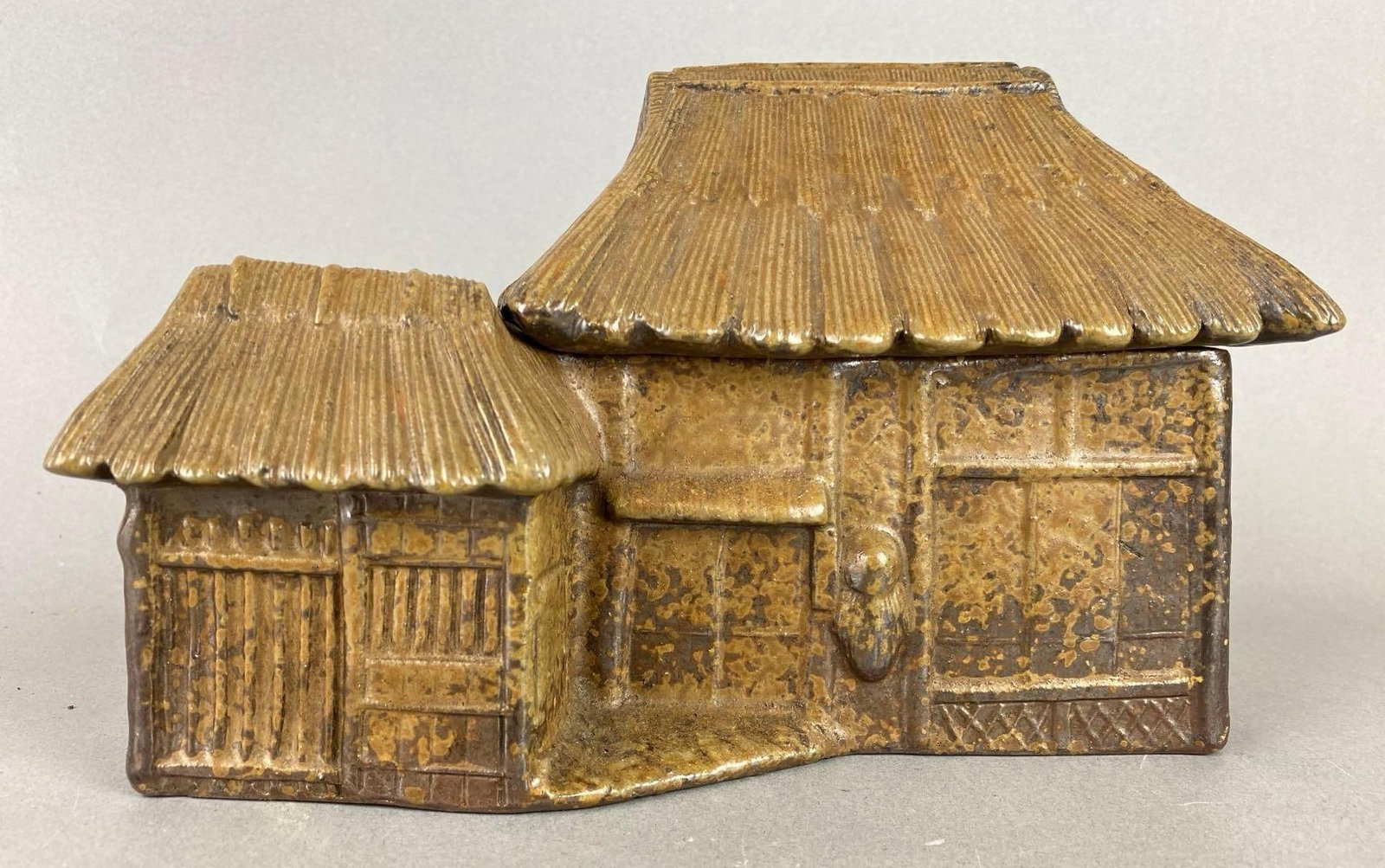 Asian Porcelain Hut Incense Holder: Makers mark on bottom. Measures