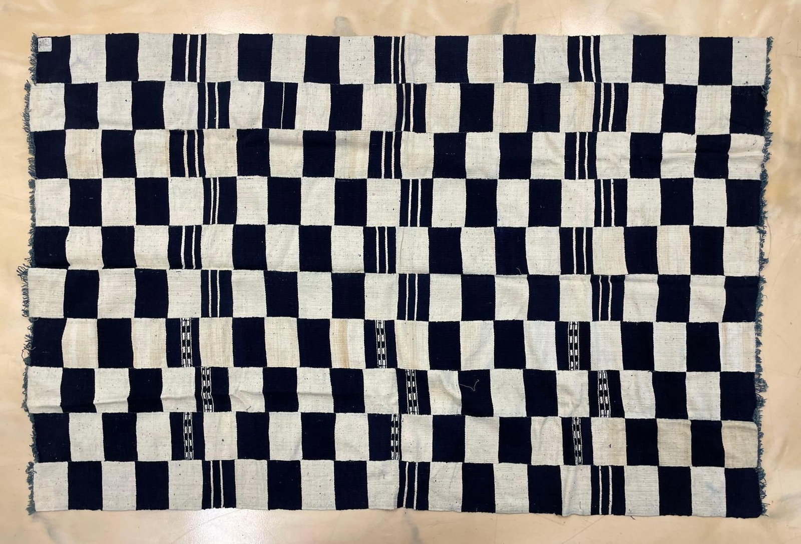 African Woven Blue and White Blanket (1 of 3)