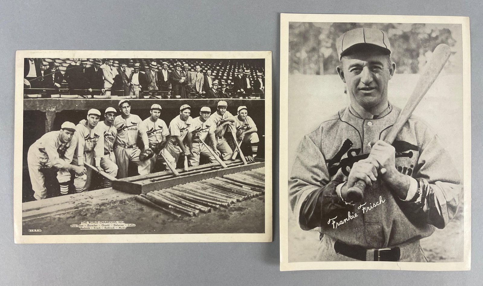 1936 R311 Premiums 1934 World Champions St. Louis Cardinals and Frankie Frisch: Sharp looking, VG, Measures 8 x 6 Inches
