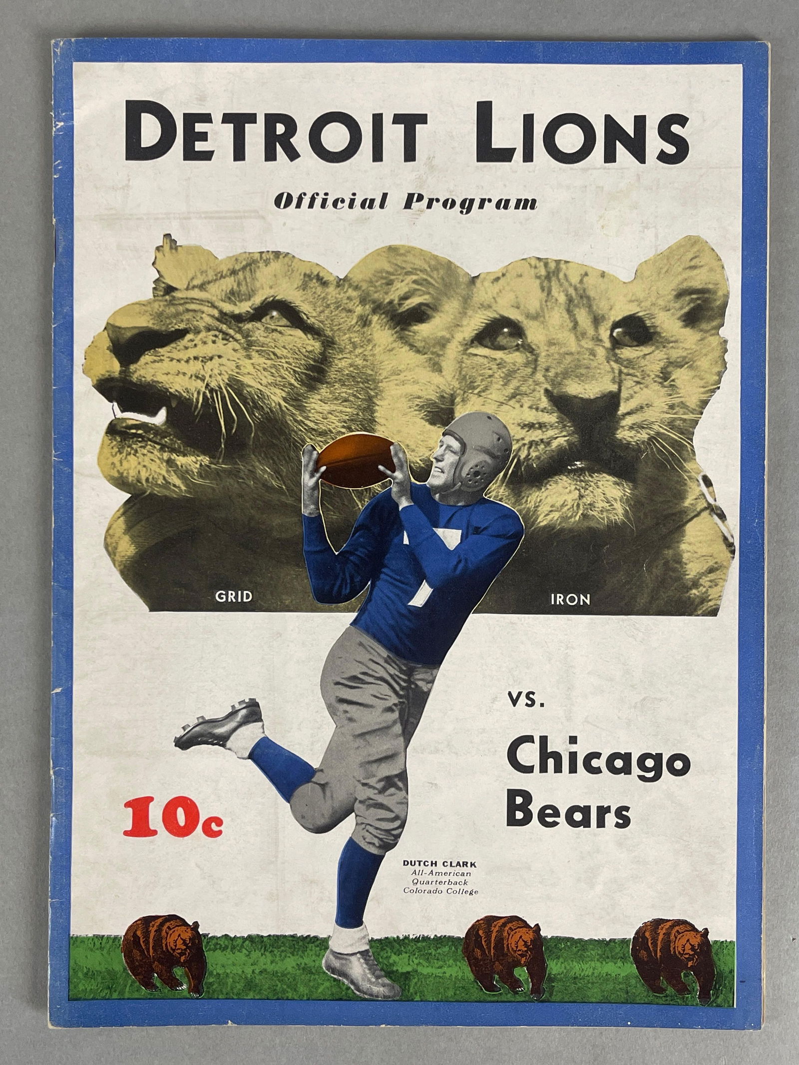 Rare 1934 Detroit Lions vs Chicago Bears 1st Thanksgiving Game Program (1 of 4)