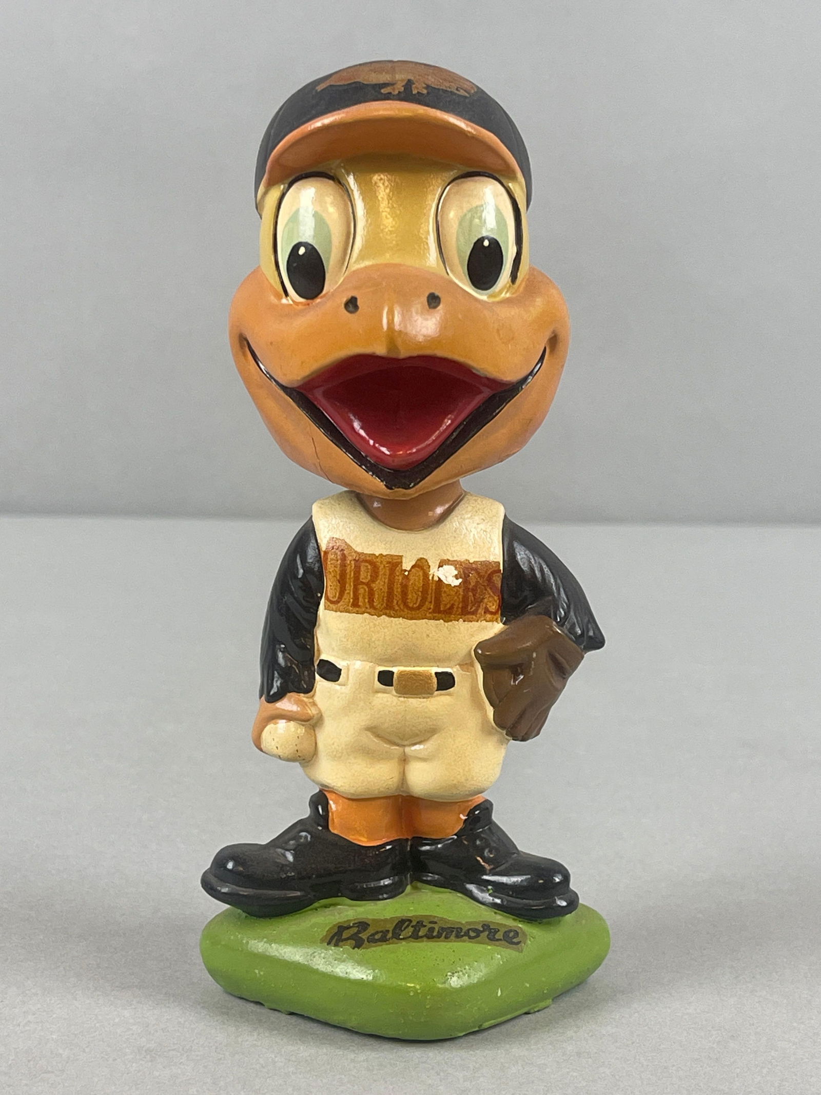 Rare 1960s Baltimore Orioles Mascot Green Base Bobblehead (1 of 6)