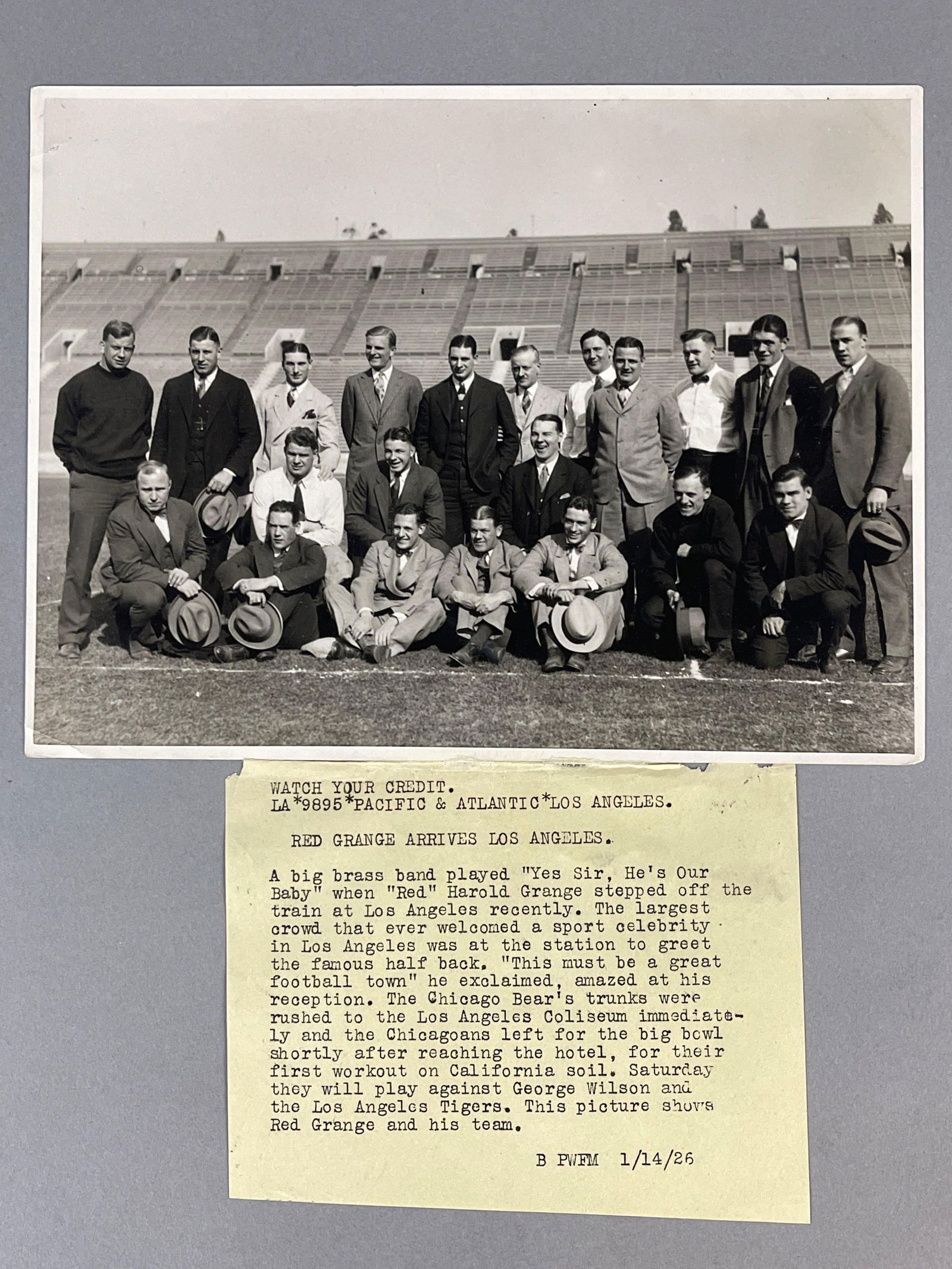 Original 1926 Chicago Bears Team Photo with Red Grange (1 of 2)