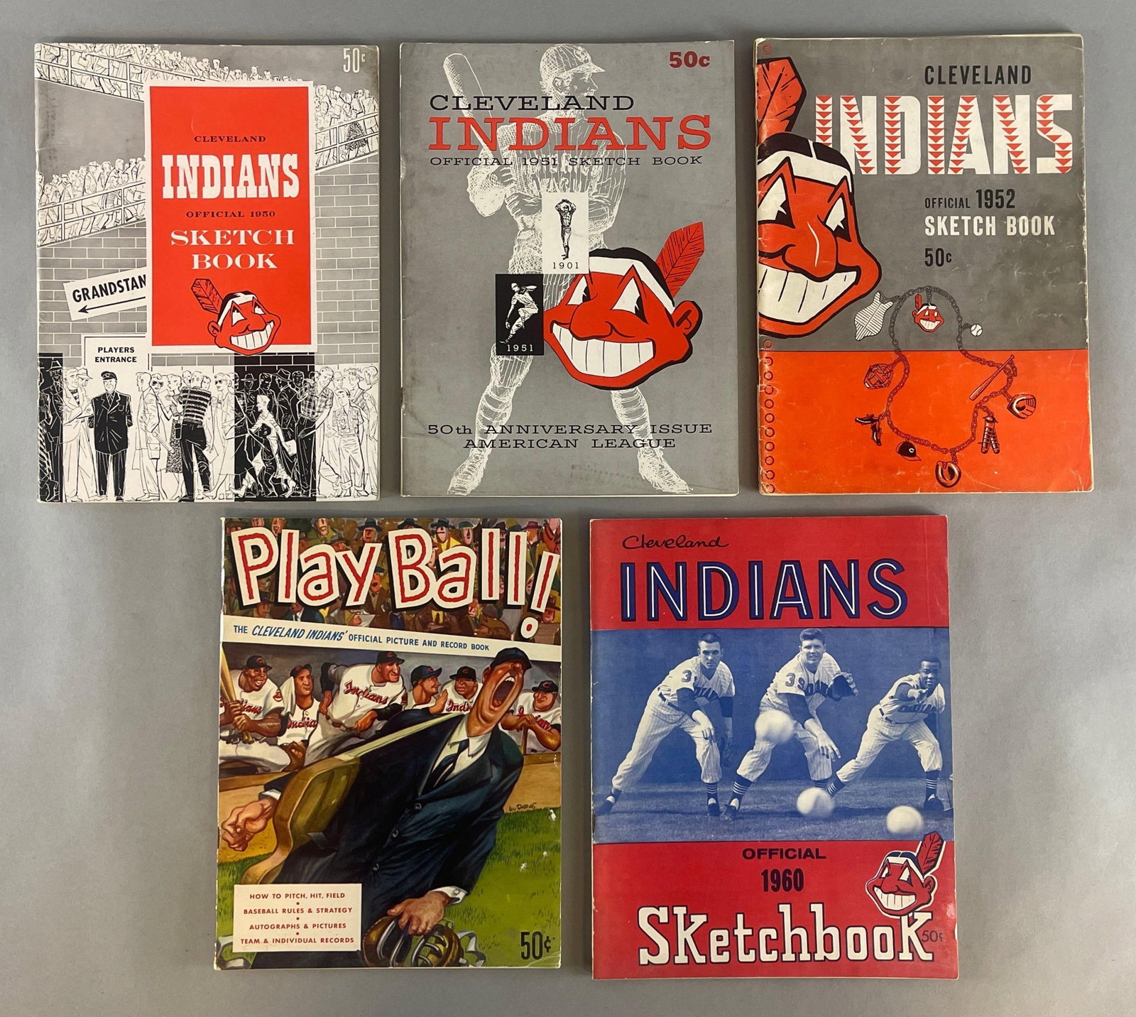5 - 1950 - 60 Cleveland Indians Sketchbooks and Yearbooks: Includes 1950 - 53, and 1960