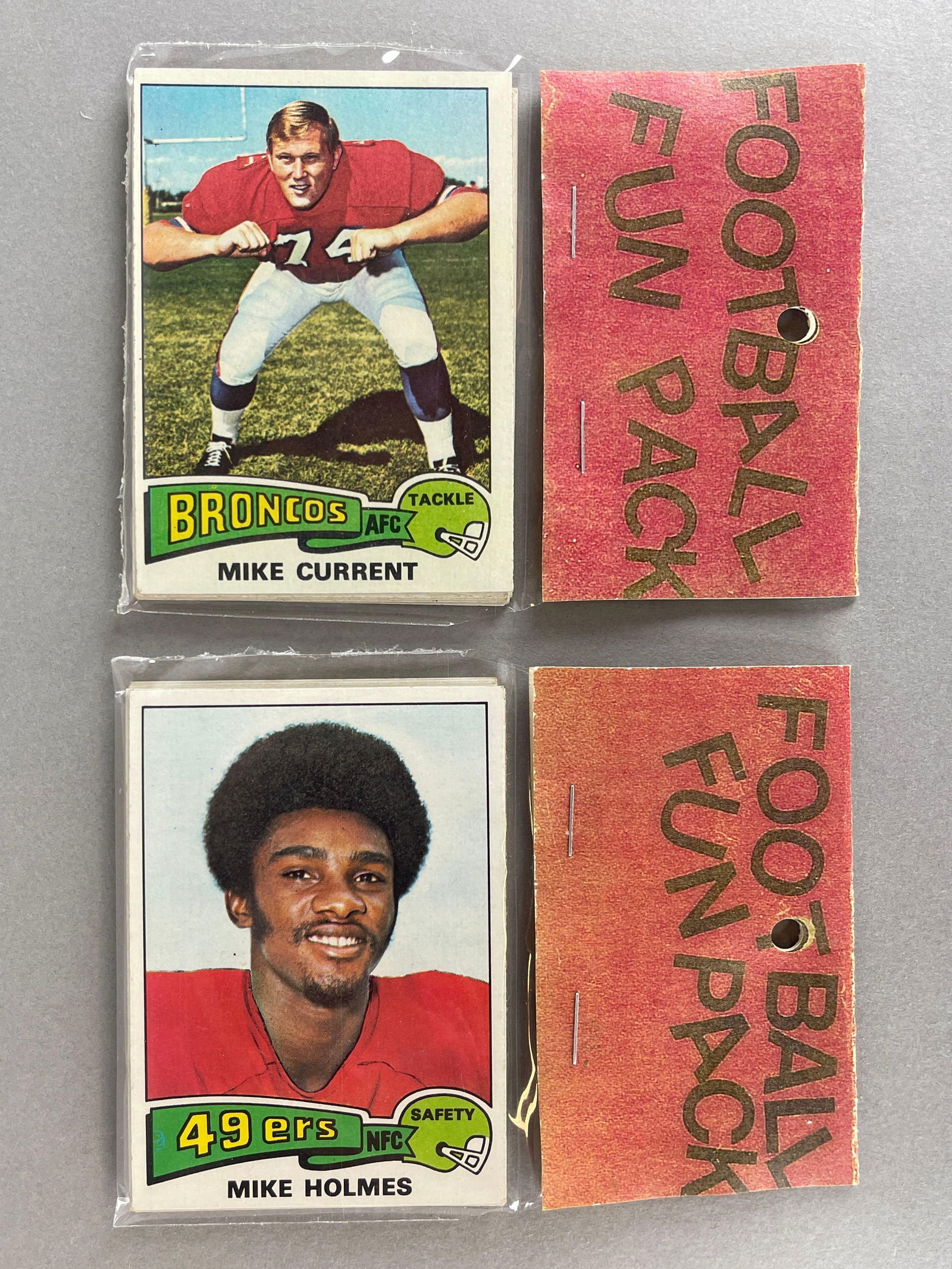 2- 1975 Topps Football West Corps. Cello Fun Pack, Bubba Smith on Back (1 of 2)